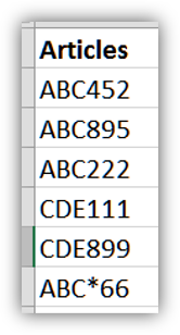 caracteres generiques excel