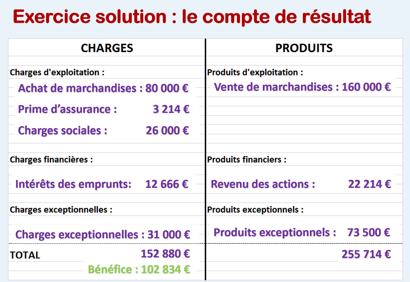 Compte de resultat et bilan Ex 01